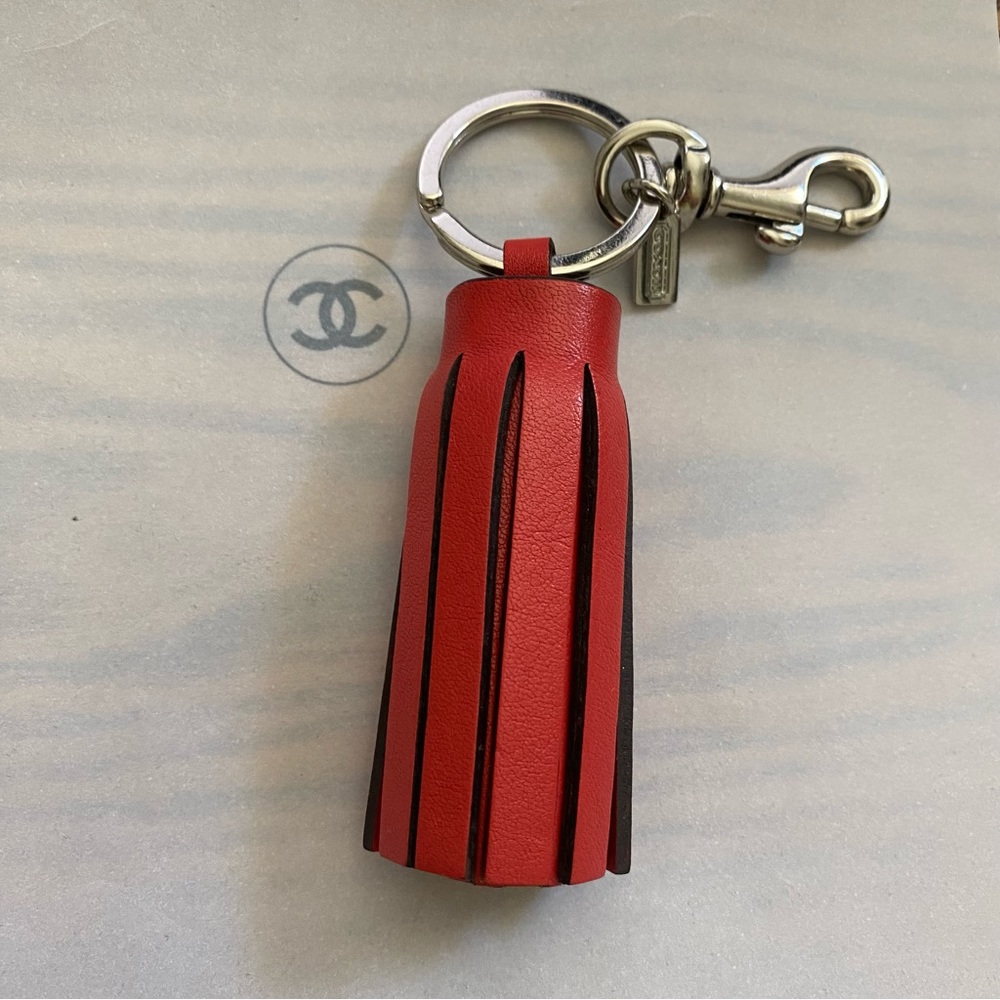 Coach leather tassel keychain/bag charm